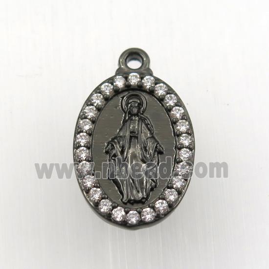 copper Jesus pendant paved zircon, black plated