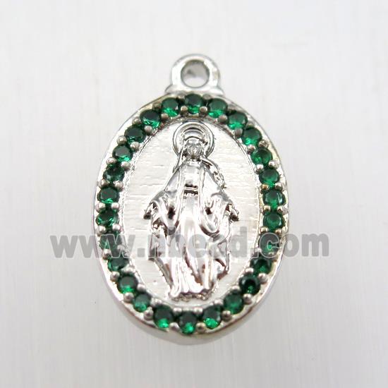 copper Jesus pendant paved zircon, platinum plated