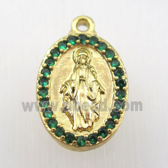 copper Jesus pendant paved zircon, gold plated