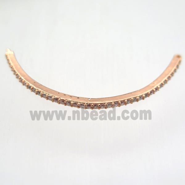 copper connector paved zircon, bend stick, rose gold