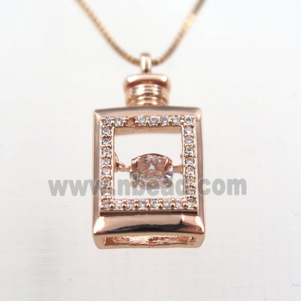 copper necklace pave zircon, rose gold
