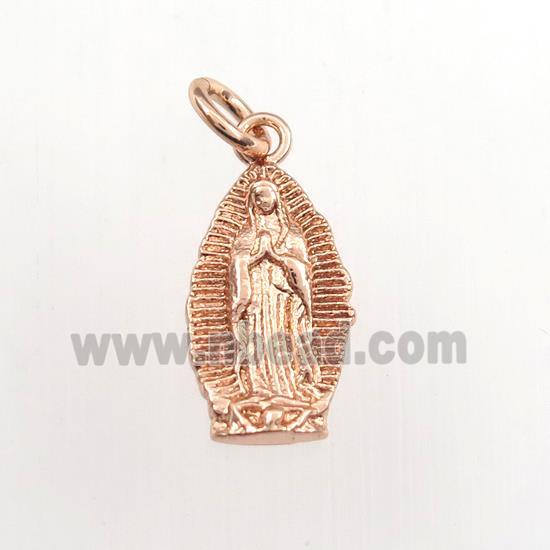 copper Jesus pendant, religious, rose gold