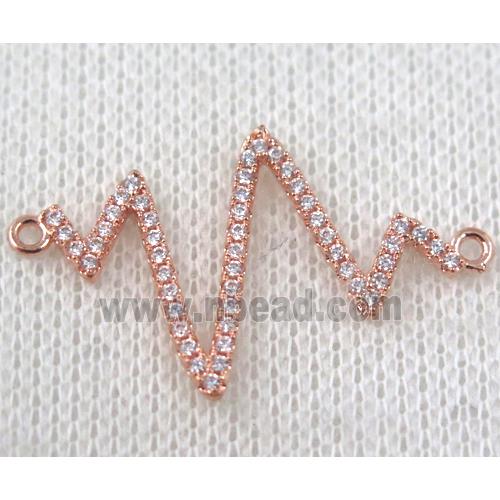 copper cardiogram connector paved zircon, rose gold