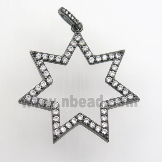 copper star pendant paved zircon, black plated