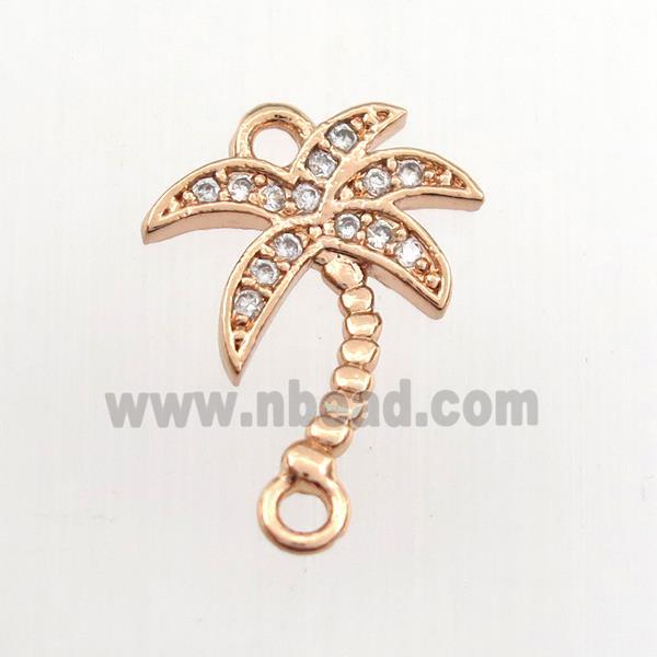 copper coconut tree connector paved zircon, rose gold