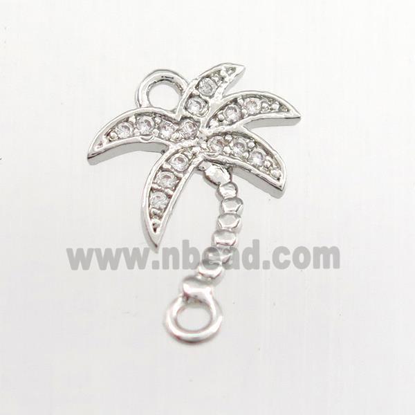 copper coconut tree connector paved zircon, platinum plated
