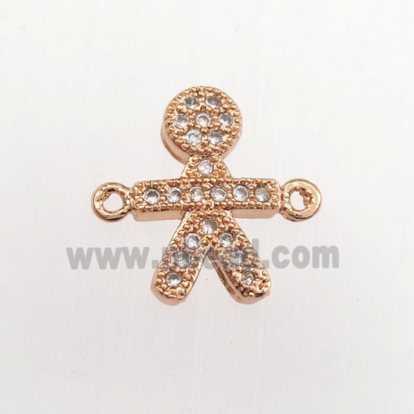 copper kids connector paved zircon, rose gold
