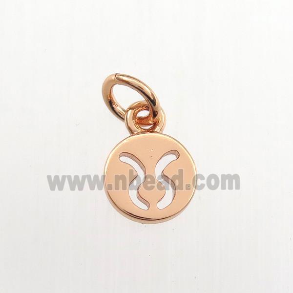 copper circle pendant, zodiac taurus, rose gold