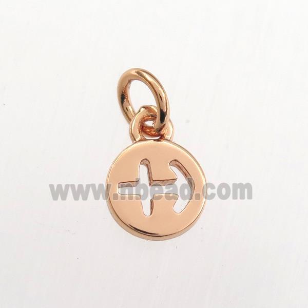 copper circle pendant, zodiac sagittarius, rose gold