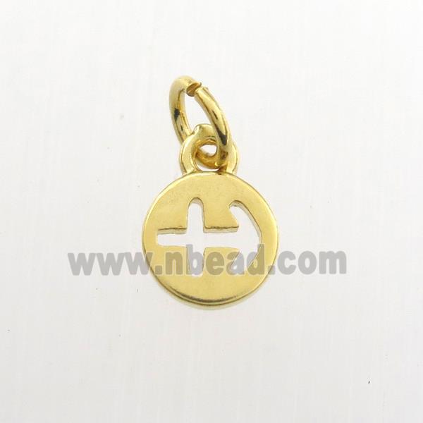copper circle pendant, zodiac sagittarius, gold plated