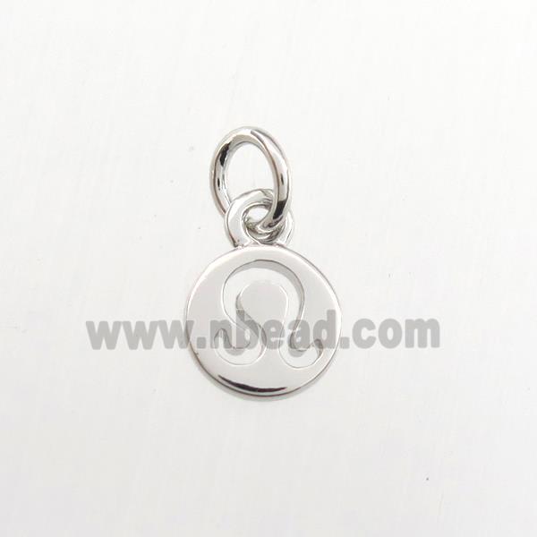 copper circle pendant, zodiac leo, platinum plated