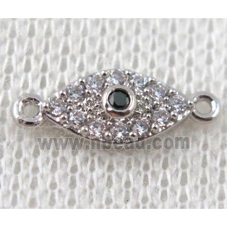 copper eye connector paved zircon, platinum plated