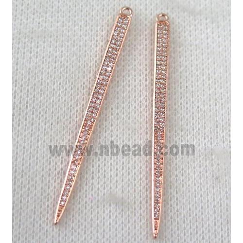 copper spike pendant paved zircon, rose gold