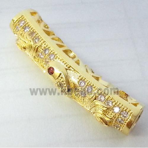 Zircon, bracelet bar, copper tube, gold plated