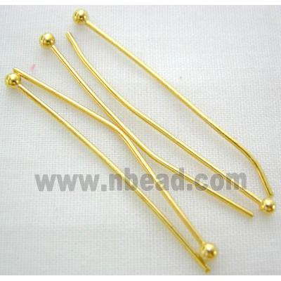 round HeadPins, copper, gold plated