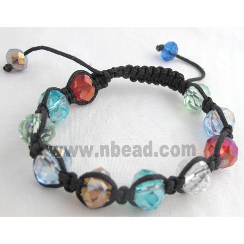 Chinese Crystal Glass Bracelet, resizable, colorful