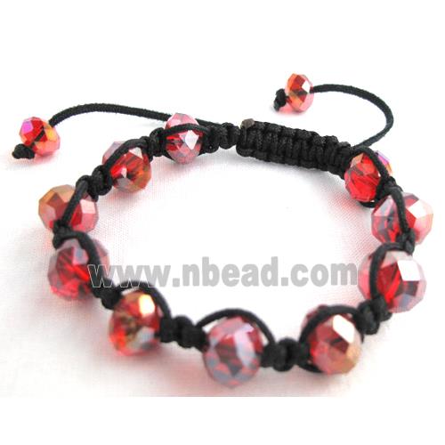 Chinese Crystal Glass Bracelet, resizable, red
