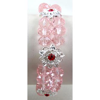 stretchy Bracelet with Chinese crystal beads, pink
