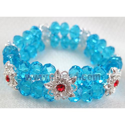 stretchy Bracelet with Chinese crystal beads, blue