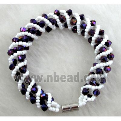 Chinese Crystal Glass Bracelet, purple rainbow