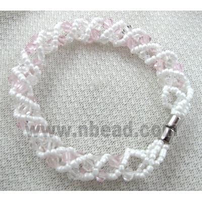 Chinese Crystal Glass Bracelet, lt.pink