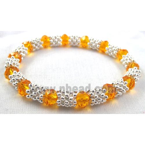Stretchy Chinese Crystal glass Bracelet, yellow