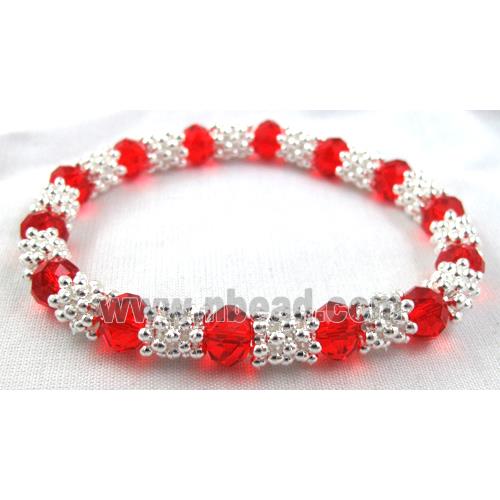 Stretchy Chinese Crystal glass Bracelet, red