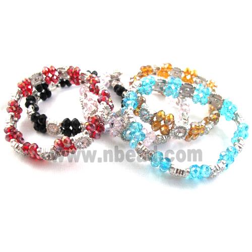 Stretchy Chinese Crystal glass Bracelet, mixed color