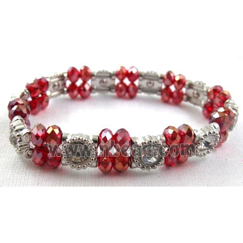 Stretchy Chinese Crystal glass Bracelet, red