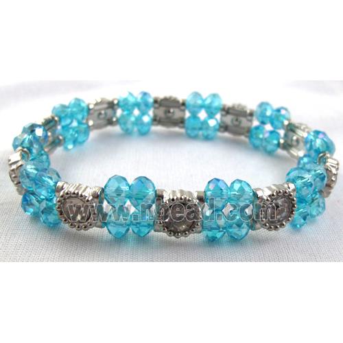 Stretchy Chinese Crystal glass Bracelet, aqua