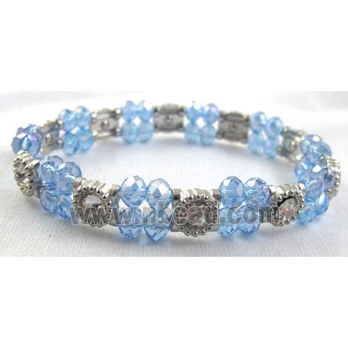 Stretchy Chinese Crystal glass Bracelet, blue
