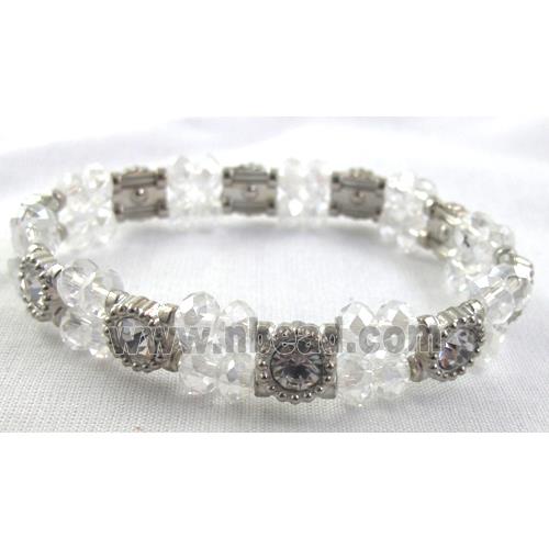 Stretchy Chinese Crystal glass Bracelet, clear