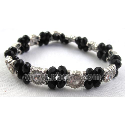 Stretchy Chinese Crystal glass Bracelet, black