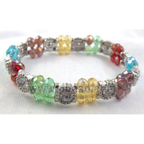 Stretchy Chinese Crystal glass Bracelet, colorful
