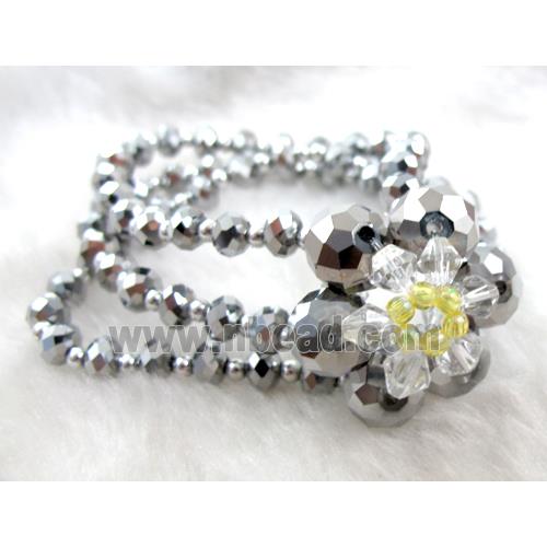 Chinese Crystal Glass Bracelet, silver plated