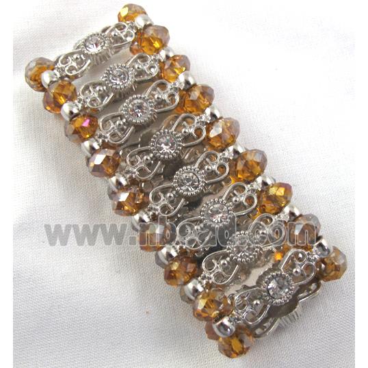 Stretchy Chinese Crystal glass Bracelet, golden