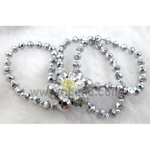 Chinese Crystal Glass Bracelet, silver plated