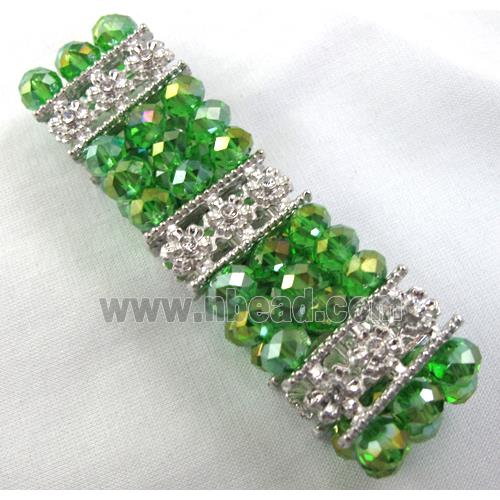 Stretchy Chinese Crystal glass Bracelet, green