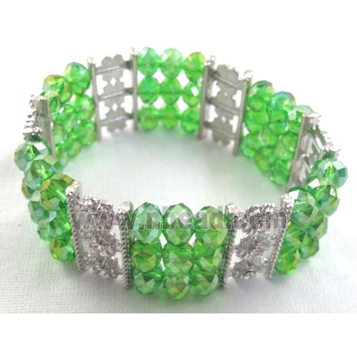 Stretchy Chinese Crystal glass Bracelet, green