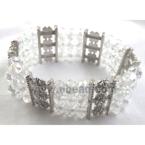 Stretchy Chinese Crystal glass Bracelet, clear