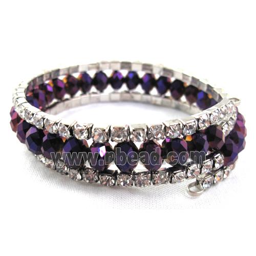 Chinese Crystal Bracelets with Rhinestone, purple