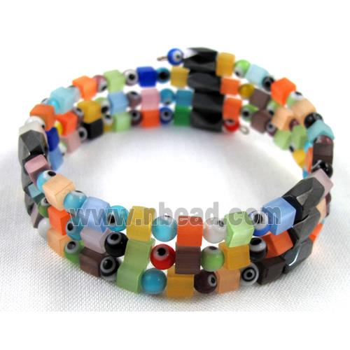 cat eye stone bracelet, resizable, colorful