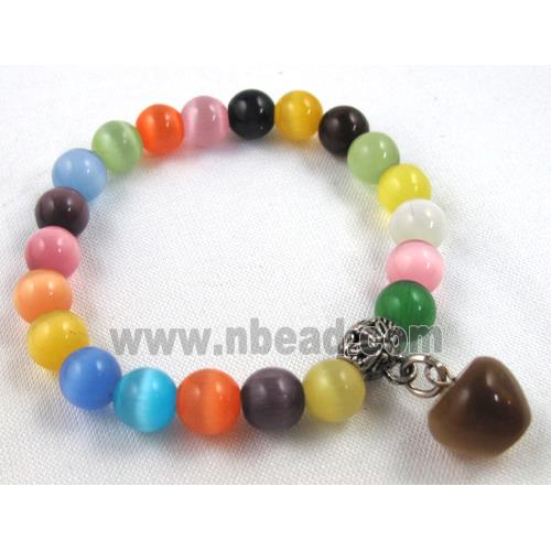 cat eye stone bracelet, stretchy, colorful