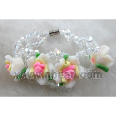 fimo clay bracelet with crystal glass, colorful