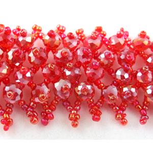 Chinese Crystal glass Bracelet, seed glass bead, red