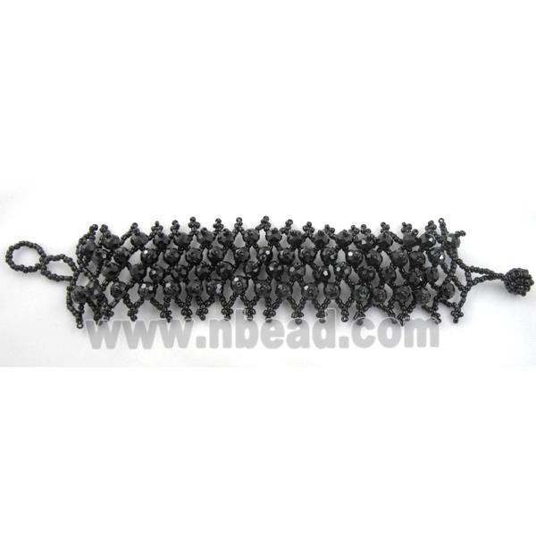 Chinese Crystal glass Bracelet, seed glass bead, black