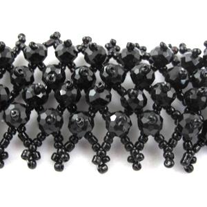 Chinese Crystal glass Bracelet, seed glass bead, black