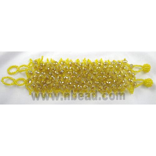 Chinese Crystal glass Bracelet, seed glass bead, yellow