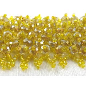 Chinese Crystal glass Bracelet, seed glass bead, yellow