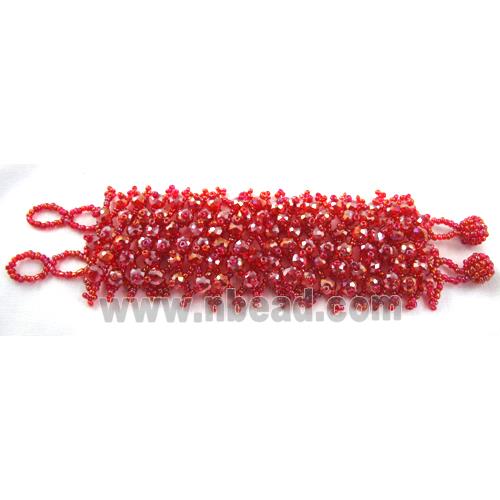 Chinese Crystal glass Bracelet, seed glass bead, ruby